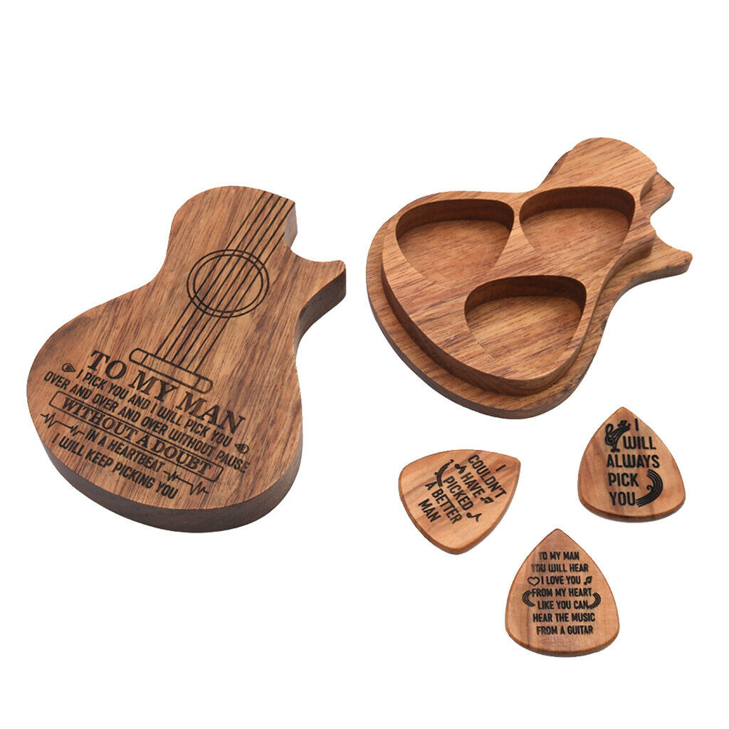 Pack of 3 Olive Wood Guitar Pickups Handmade w/ Wood Box Guitar Accessory