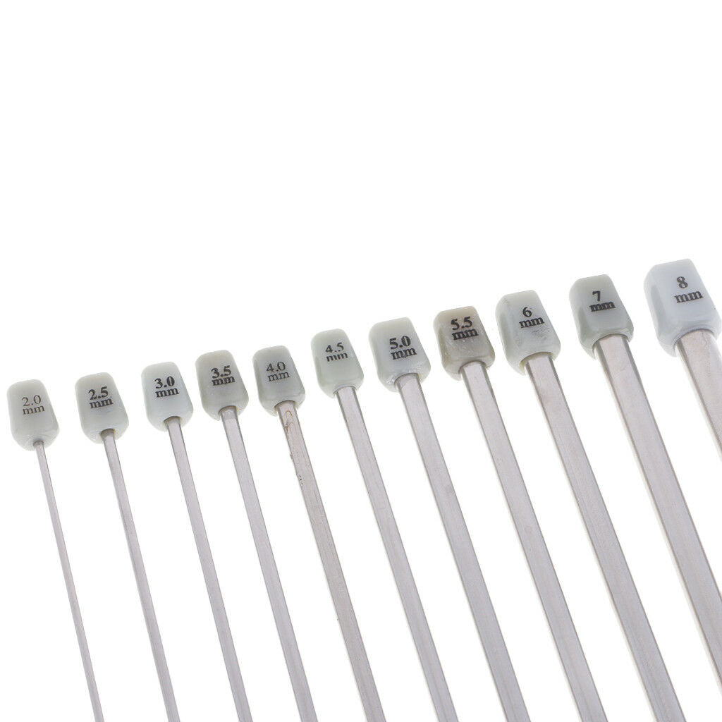 22pcs Stainless Steel Single Pointed Knitting Needle Sweater Staight Needles
