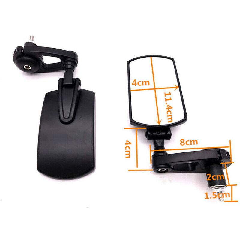 2PCS 22MM Motorcycle Motorbike Aluminum Square Rear View Side Mirror Universal