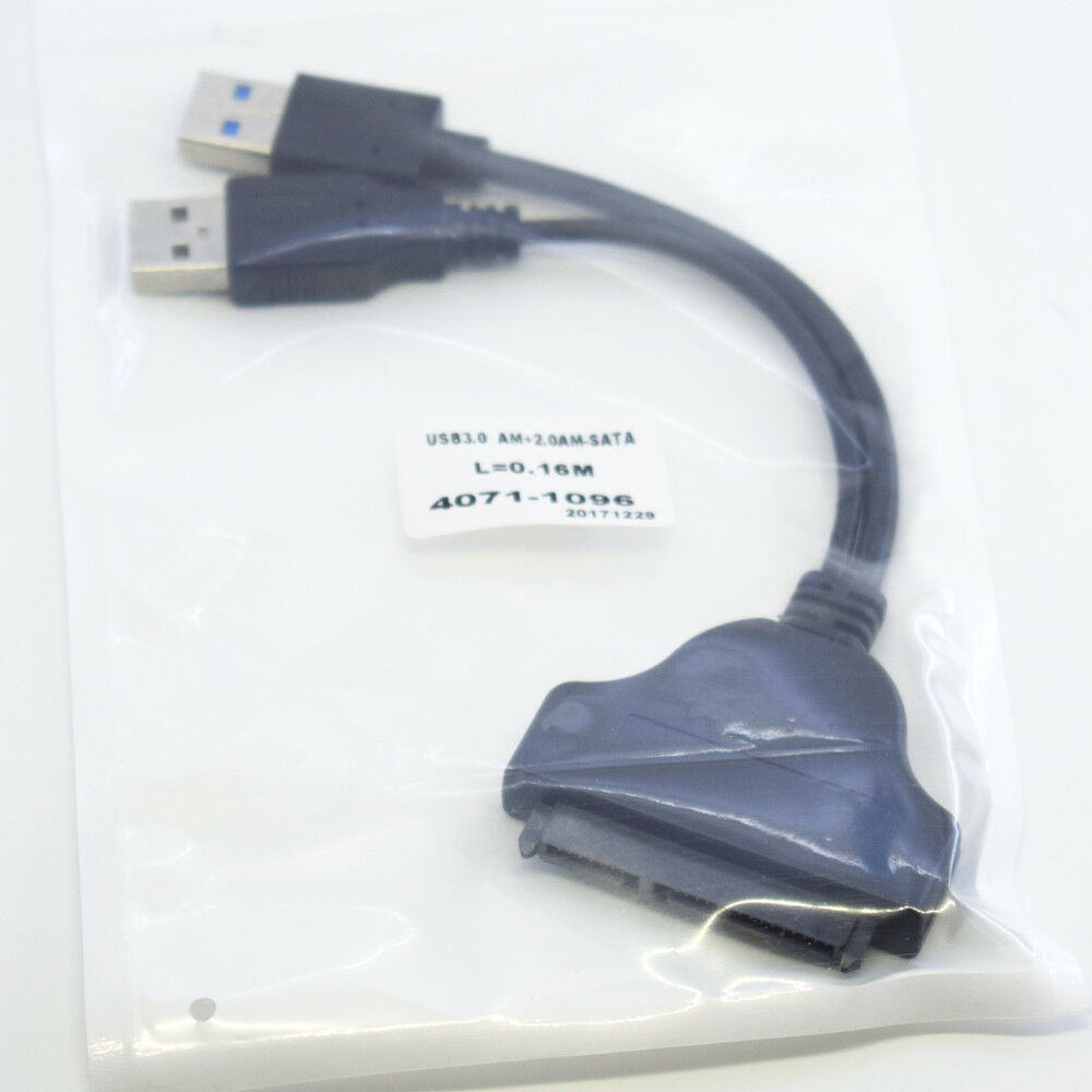 1pc 0.16m USB 3.0 A Male + USB 2.0 A Male To SATA 3Gbps Y Splitter Adapter Cable