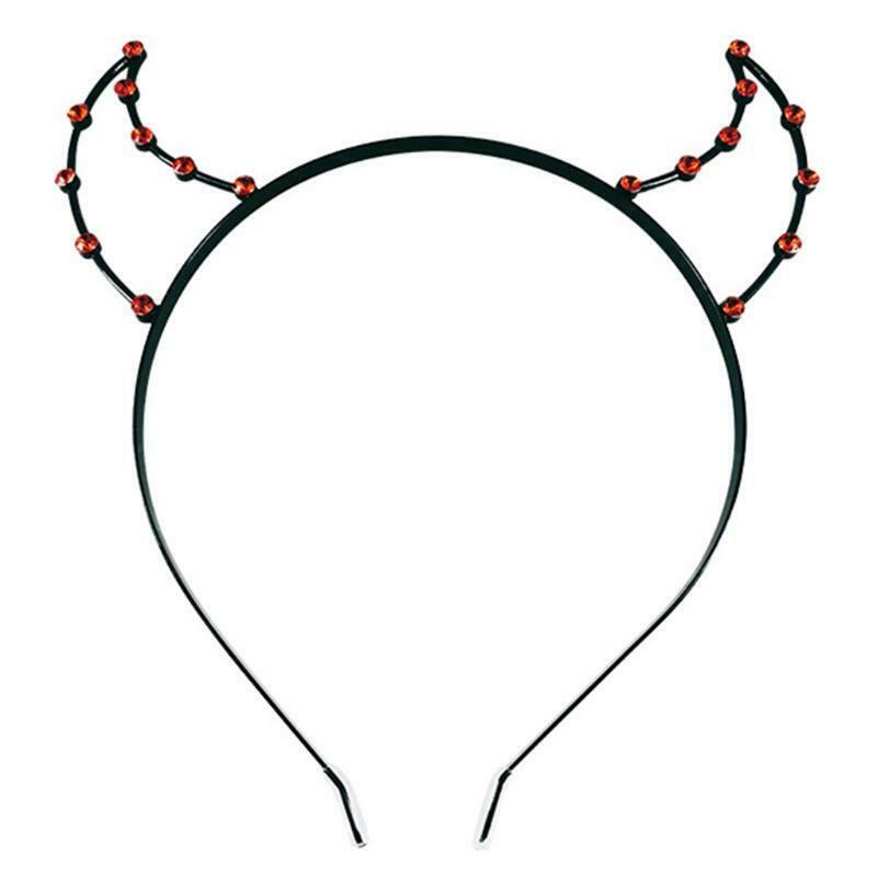 Rhinestone Hair Hoop Devil Horn Headband Photo Prop Halloween Party Headwear