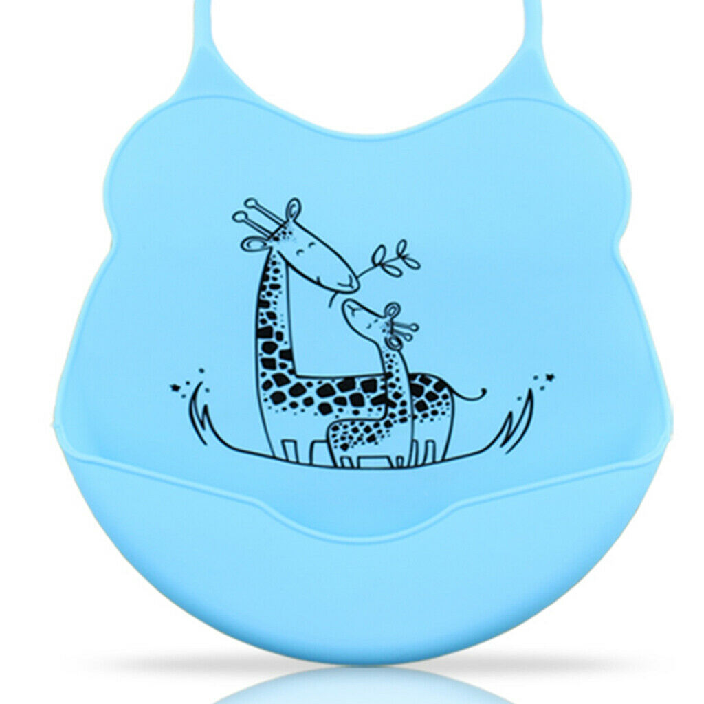 Adjustable Baby Bibs Waterproof Apron w/Food Catching Pocket Blue/Purple