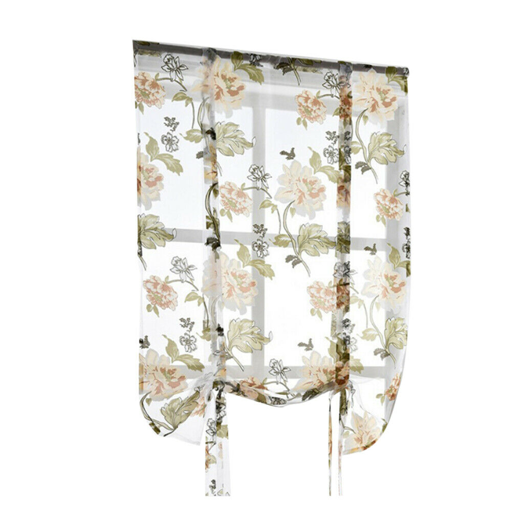 Flower Design Roman Window Curtain Sheer Voile #1 Yellow 80x100cm