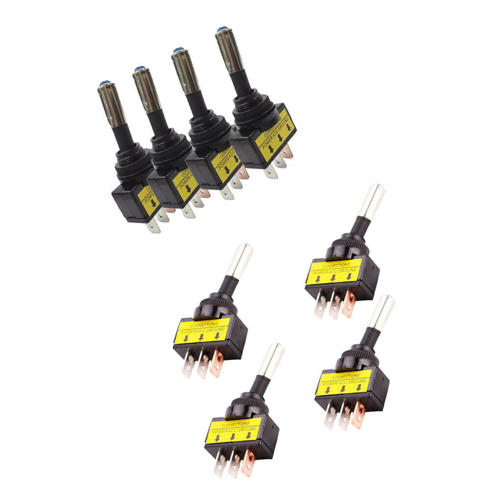 8 Pieces Blue+Red LED Light Toggle Switch On-Off 3-Pin for Car Boat RV