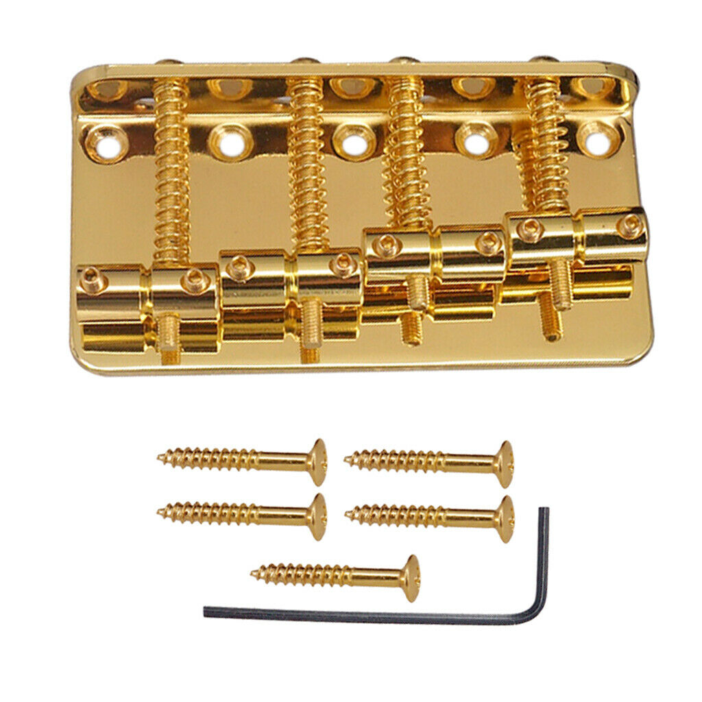 Zinc Alloy 4 String Bass Hardtail Bridge Assembly for Electric Bass Replacement