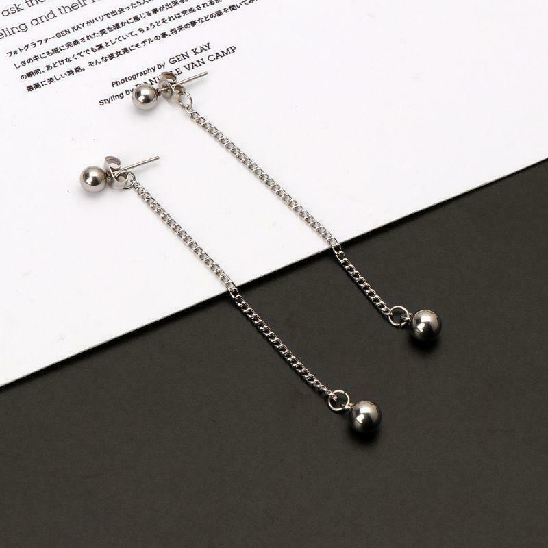 Elegant Stainless Steel Long Tassel Chain Dangle Drop Earrings  KPOP Boy Jewelry