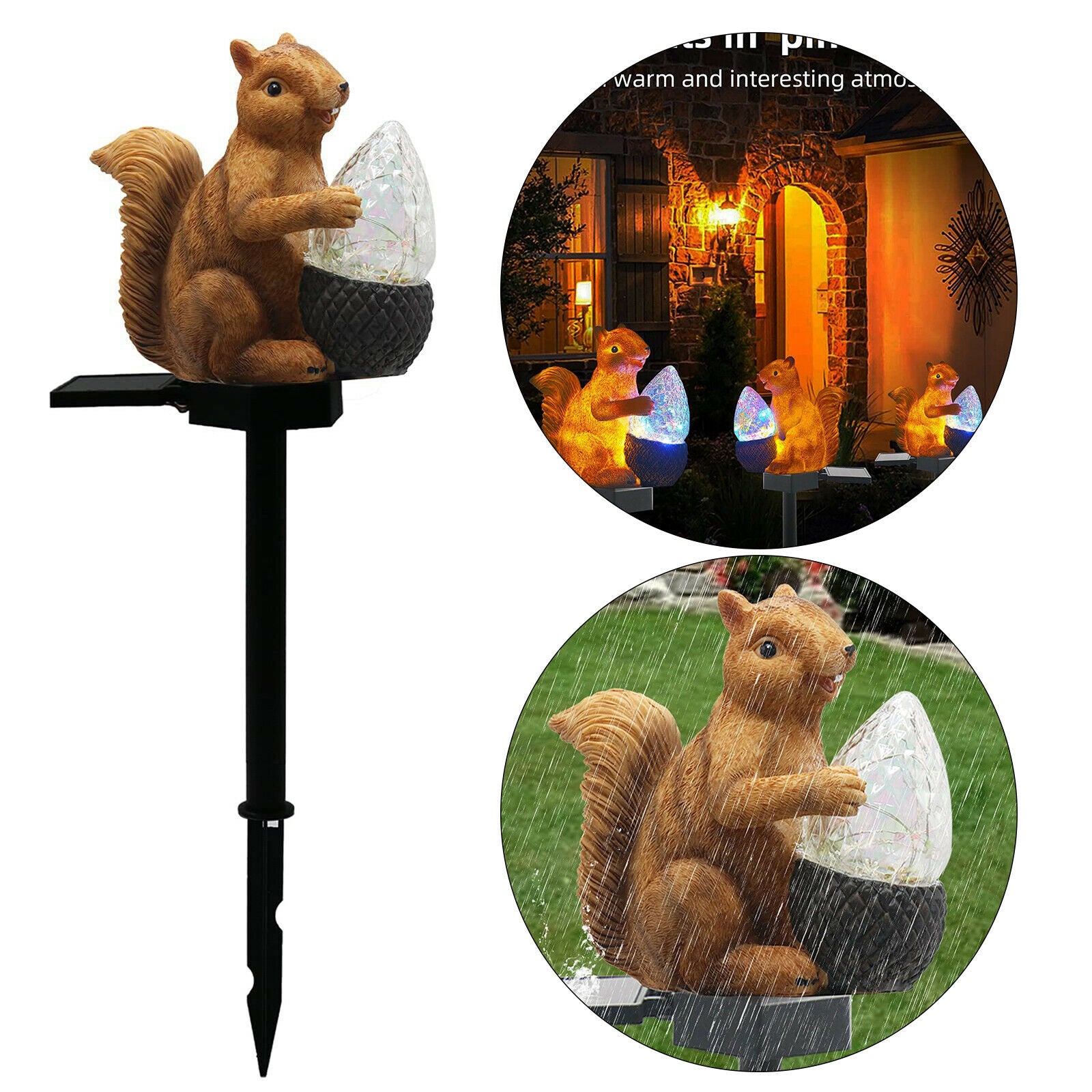Squirrel Solar Garden Stake Lights IP65 for Yard Christmas Party Decor