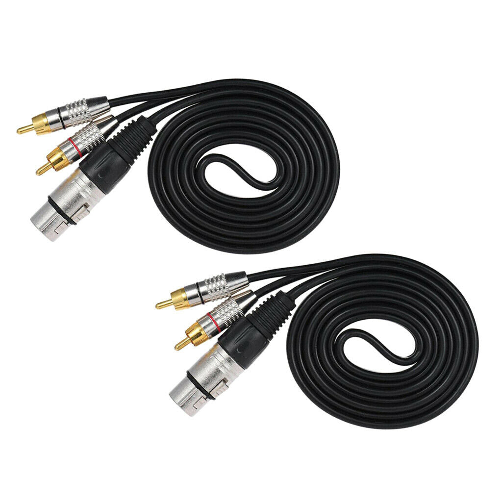 2Pieces Dual RCA Male Plug to XLR Female Speaker Cable Y-Splitter Adapter