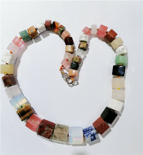 1 Strand Multicolor Mixed Stone Hexagon Prism Beads DIY Handmade Necklace HH8748