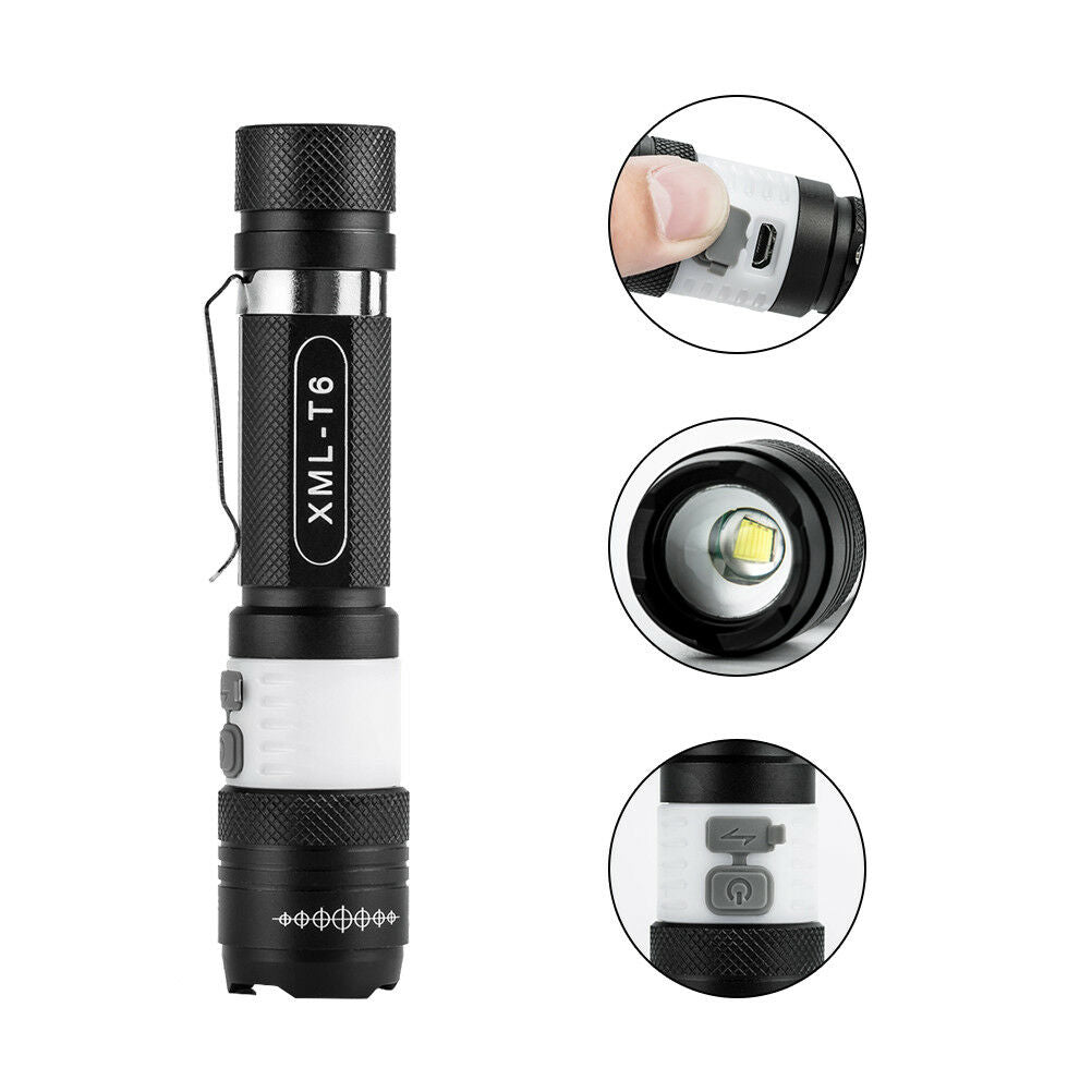 20000Lm USB Rechargeable T6 LED 3Mode mini Flashlight Sport Outdoor Light Lam`DD