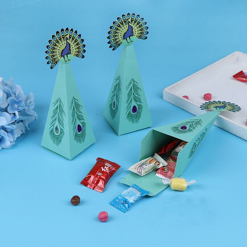 20pcs Peacock Party Candy Boxes Peacock Theme DIY Gift Box Kids Birthday ZTK Qx