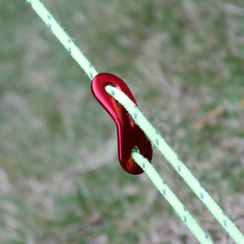 10Pcs Red Alloy Tent Awning Cord Rope Fastener Guy Line Bent Runner Tensioner
