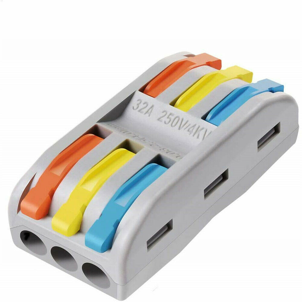 10PCS REUSABLE SPRING LEVER TERMINAL BLOCK ELECTRIC CABLE WIRE CONNECTOR PCT-2-3
