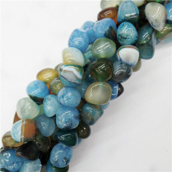 1 Strand 11x9mm Blue&Brown Druzy Geode Agate Freeform Loose Beads 15.5" HH9106