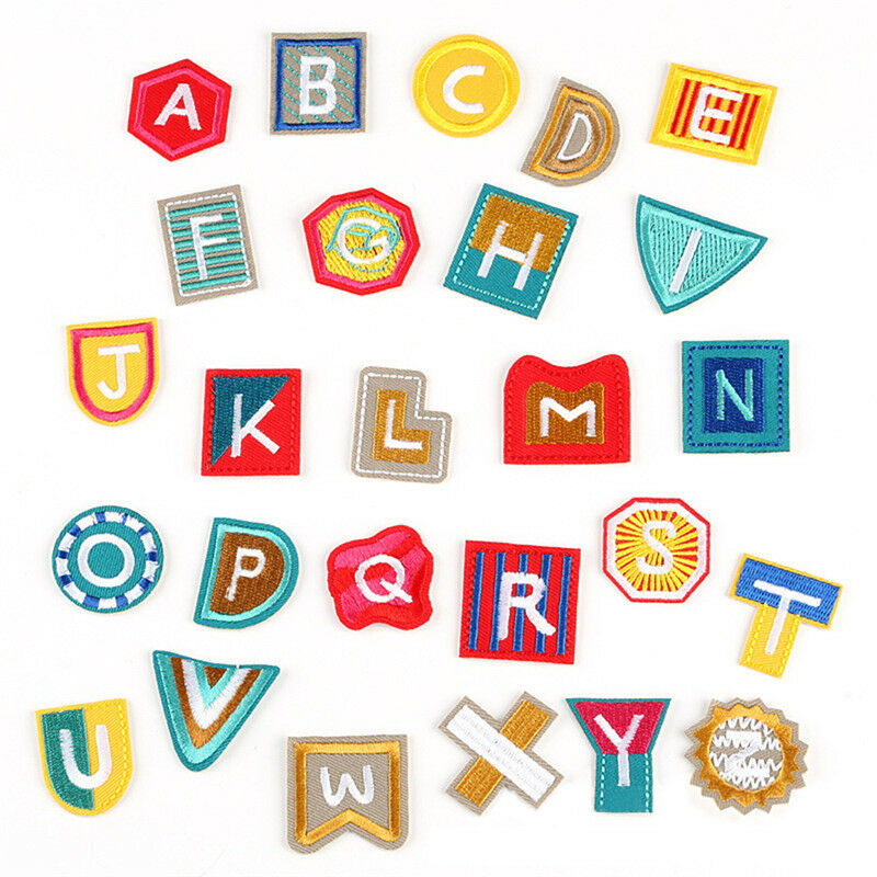 26x Embroidered Letter Iron On Sew On Patches Badge Fabric Applique Craft.l8