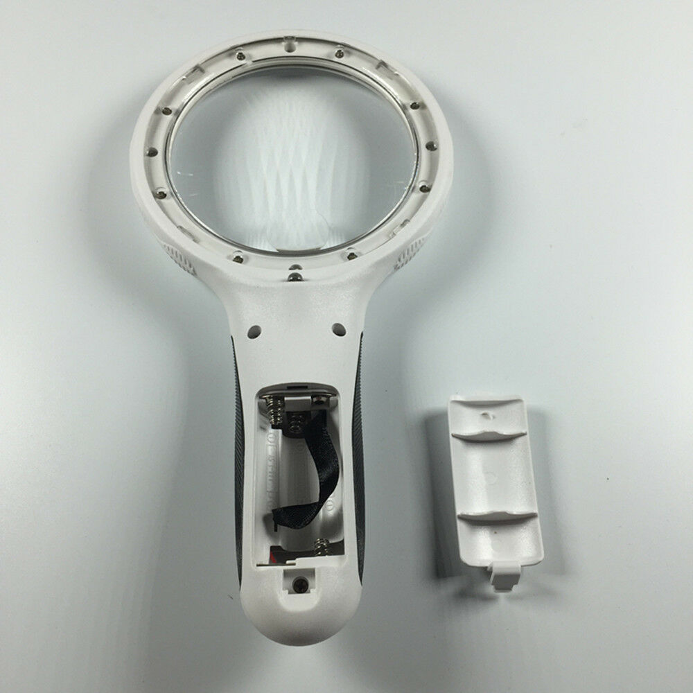 10X（20X Auxiliary）Hand-hold Magnifying Glass Dia. 90mm with 8 LED Lights