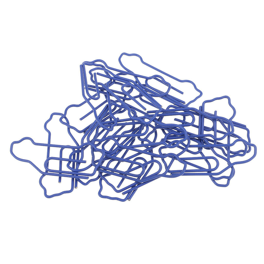 20 Pcs Funny Stationery Clips File Pouch Clips 4x1.4cm BLUE envelope Clips