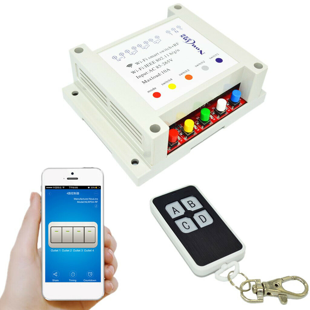 AC85-265V Wireless 4 Channel Switch WiFi For Home Automation App Control #6