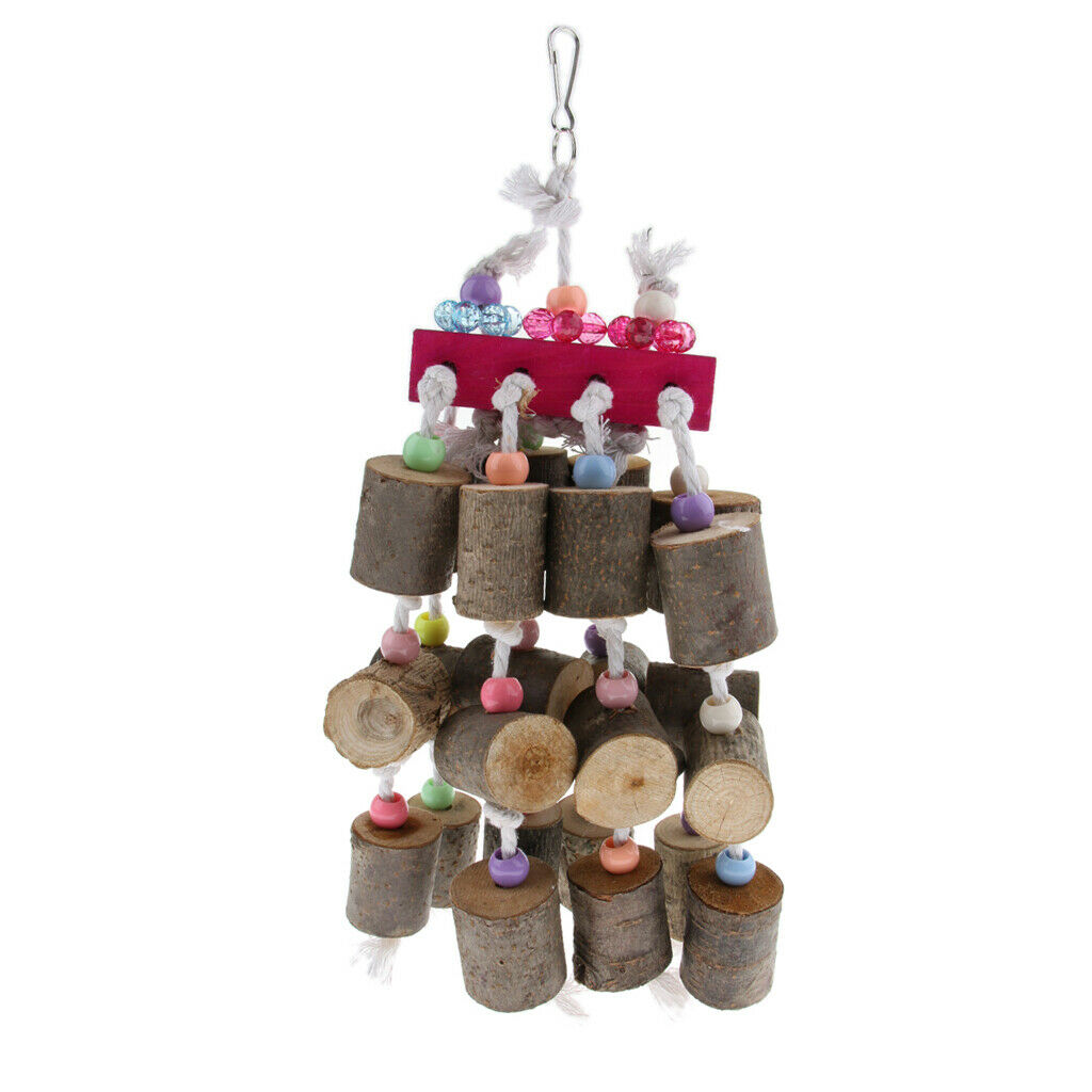 Natural Colorful Wooden Block Bird Chewing Toys For Large and Medium Parrots