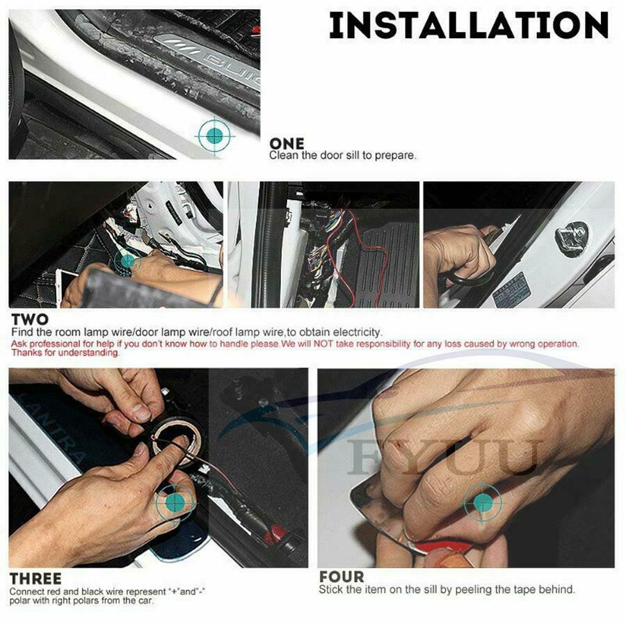 2PCS Blue LED Front Door Sill scuff Cover induction moving light Welcome lamp