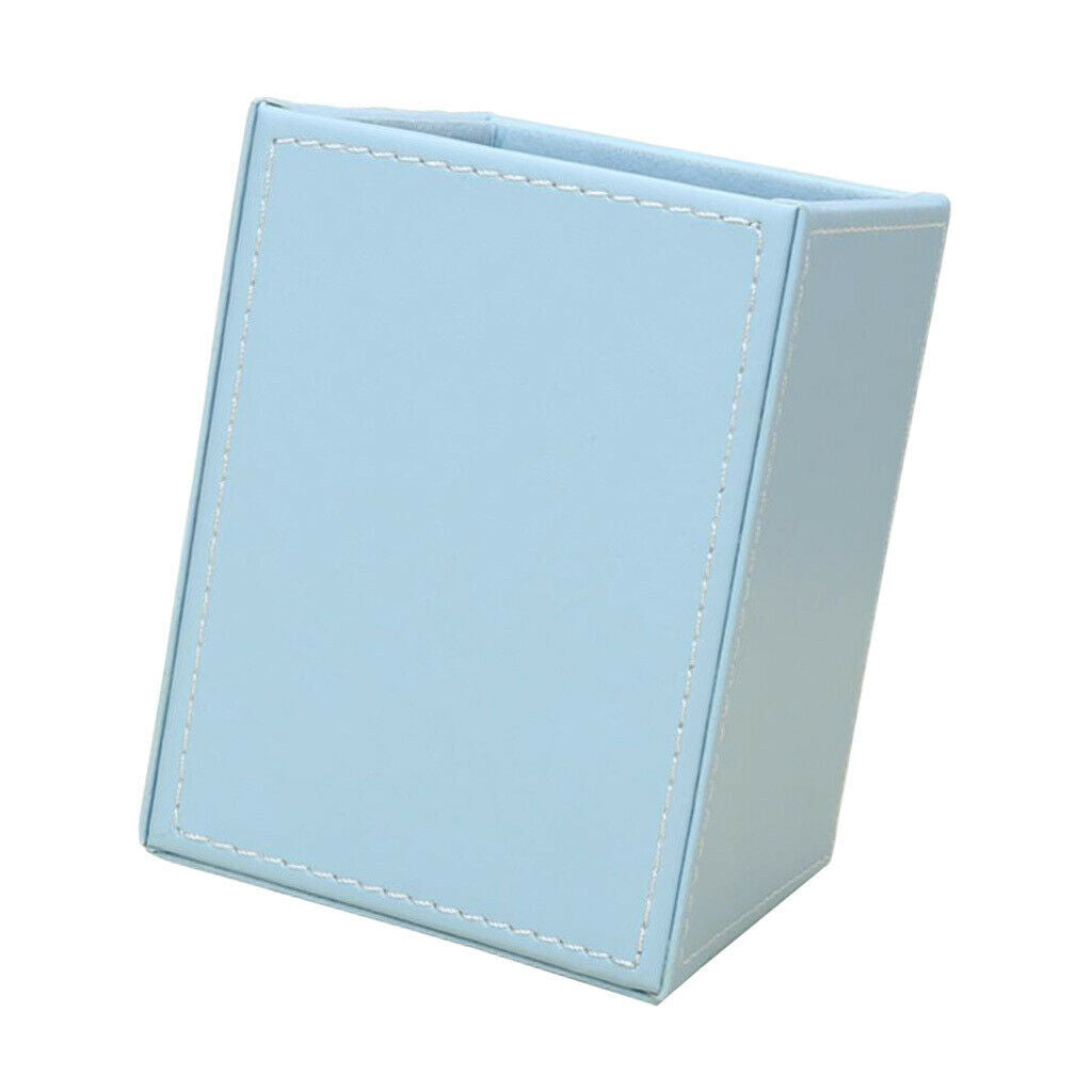 Blue Leather Pen Holder Kids Supplies Stationery Storage Box