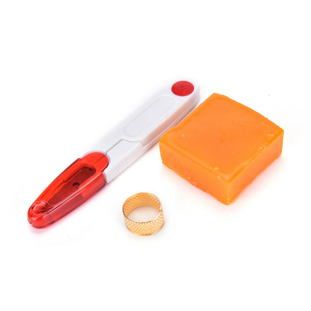 13Pcs Leather Craft Hand Stitching Sewing Tool Thread Awl Waxed Thimble Kit DD