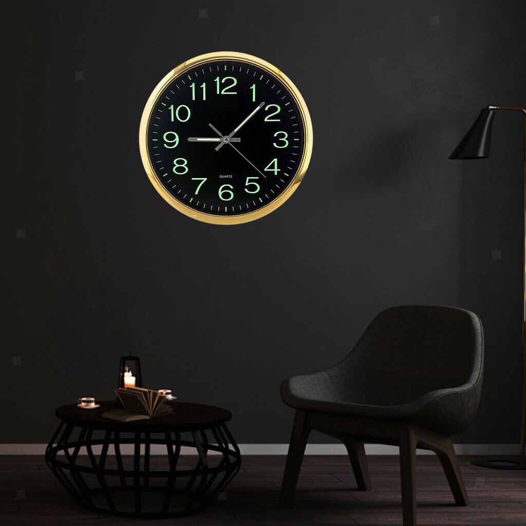 Large Luminous Wall Clock with Night Light Quartz Indoor Home Office Decor