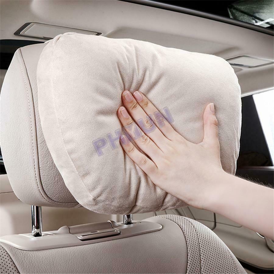 Beige Car Headrest Pillow Neck Pillow Travel Headrest Super Soft Universal
