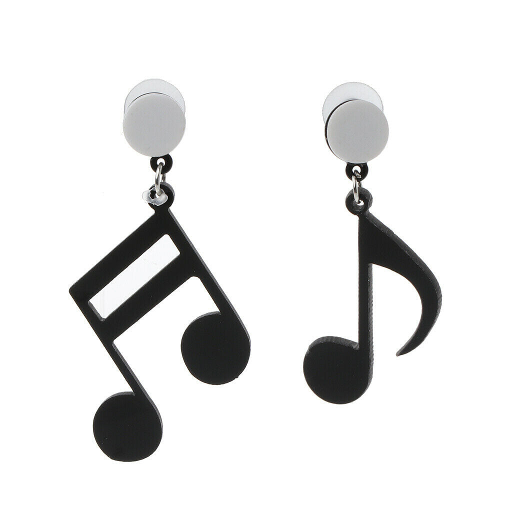 Black Musical Note Asymmetric Acrylic Drop Earrings Women Girls  Fashion Jewelry