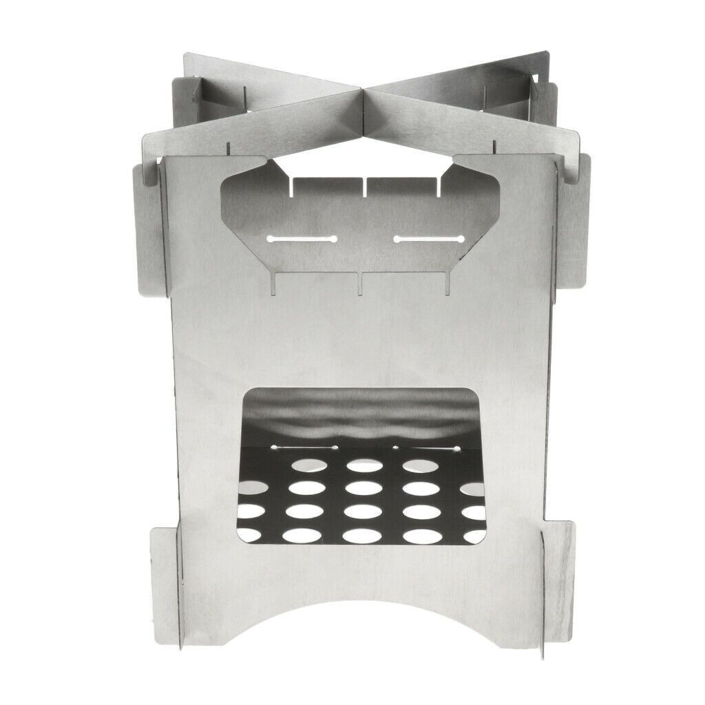 Stainless Steel Foldable Camping Stove Outdoor Picnic Wood Burner 20x16.5cm