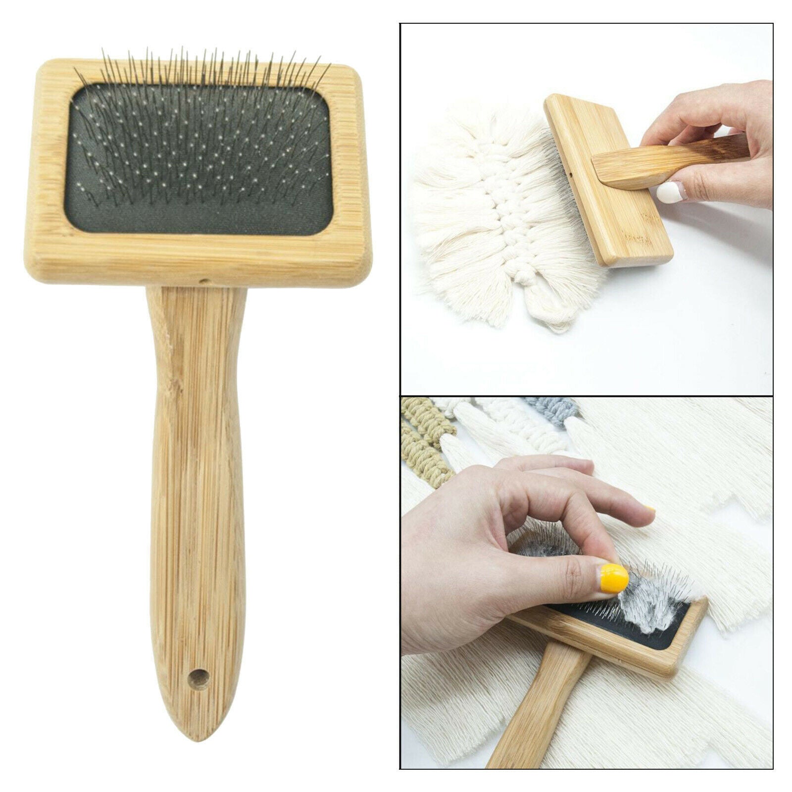 Small Sheepskin Rug Brush Slicker Wooden for Hide & Pelt Care & Cleaning