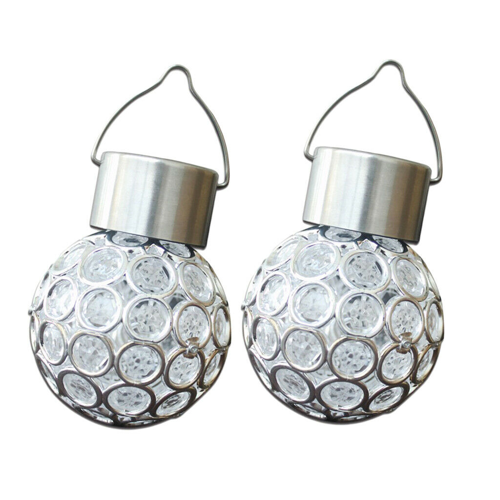 2Pcs Waterproof LED Ball Solar Light Rotatable Outdoor Camping Hang Round