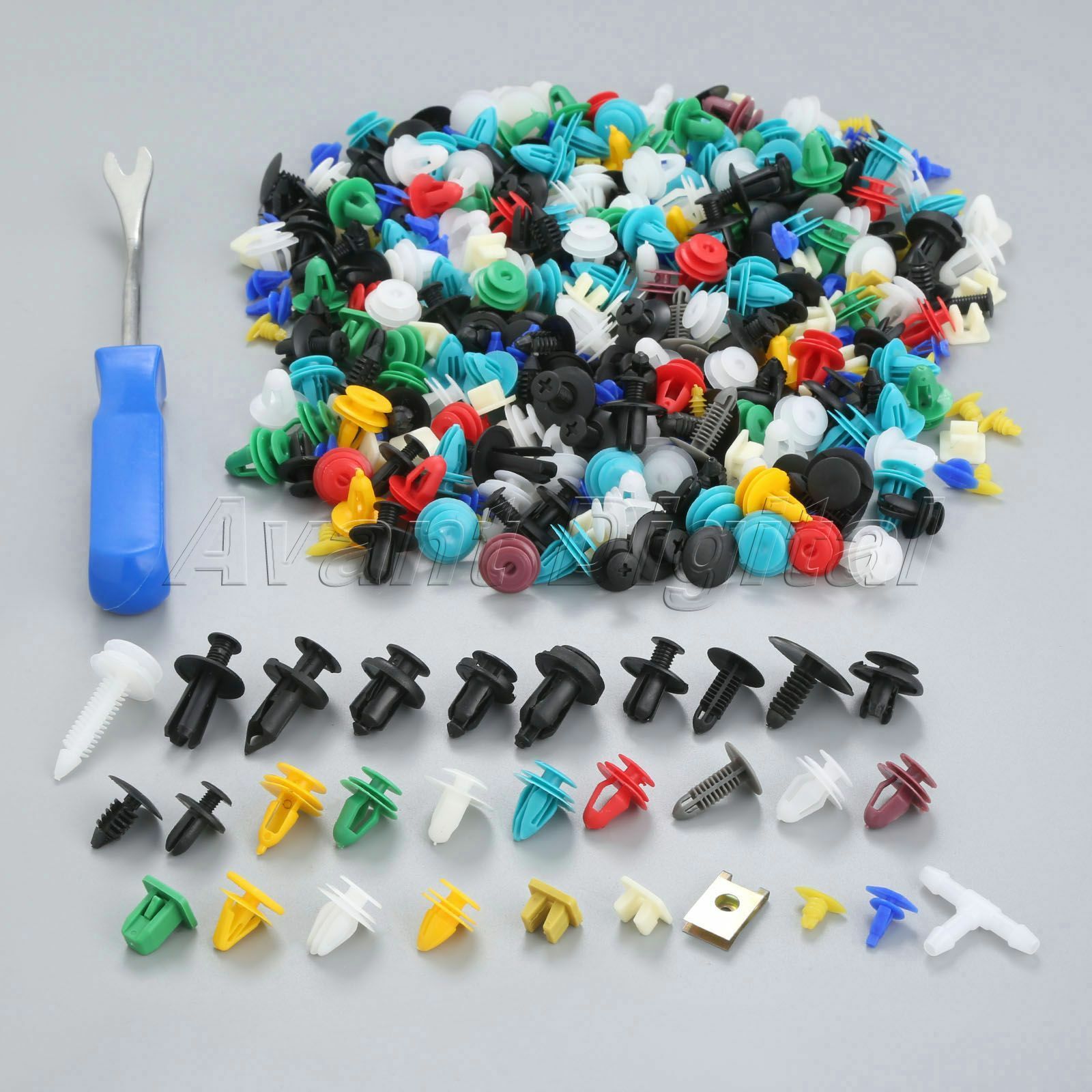 Plastic Mixed Door Bumper Panel Fender Fastener 500PCS with blue remover Tool