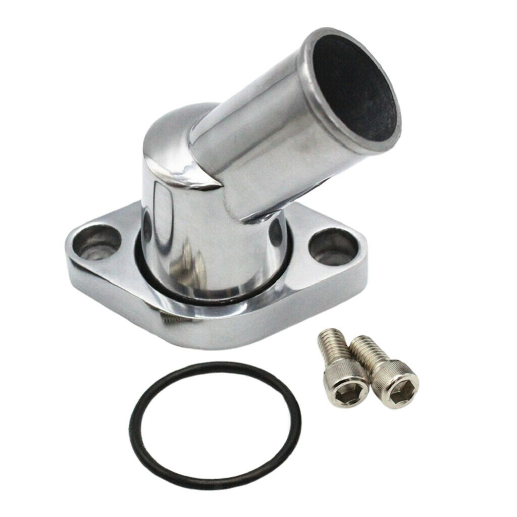 45° Chrome Water Neck Thermostat Housing for Chevy SBC BBC 305 327 350 348