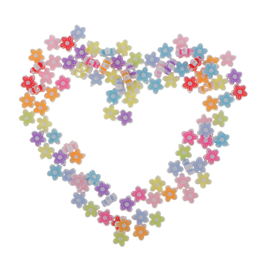 100pc 8mm FLOWER Acrylic Spacer Beads PASTEL COLORS Mixed Assorted DIY Craft