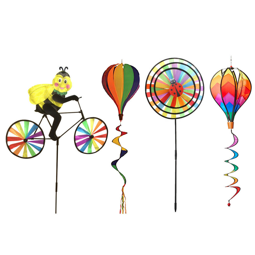 4pcs DIY Windmill Pinwheel Wind Chimes Hot Air Balloon Outdoor Toys