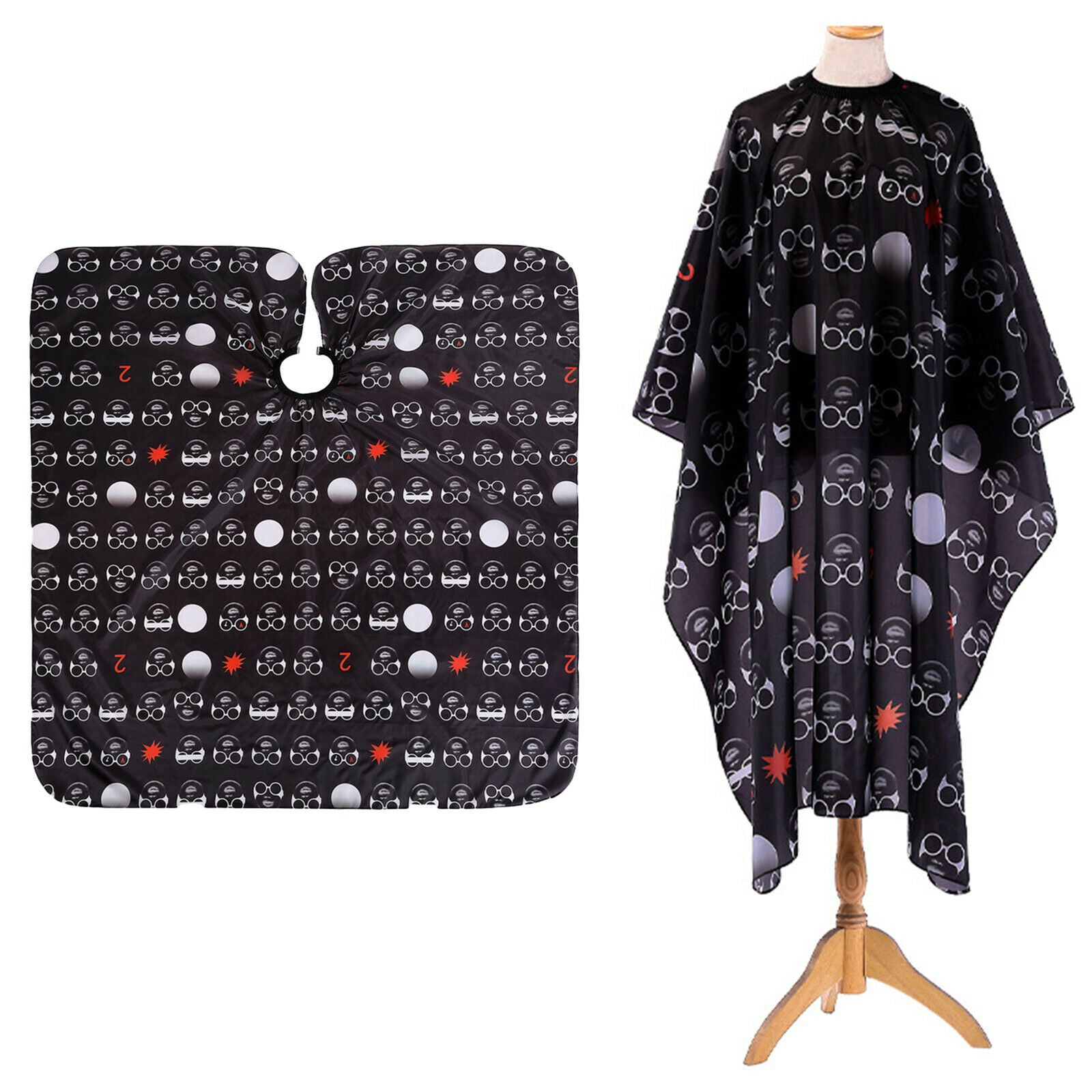 160x140cm Hair Cutting Styling Cape Cloth Glasses Print with Snap for Adults