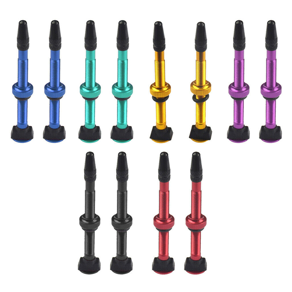 2X Bike Aluminum Alloy 60mm Tubeless Presta Valve Stem Kit Replacement Black