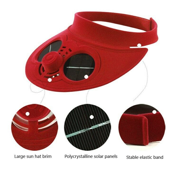 Summer Sun Hat with Solar Power Air Fan Cap Empty Tope Visor Solar Hat RD