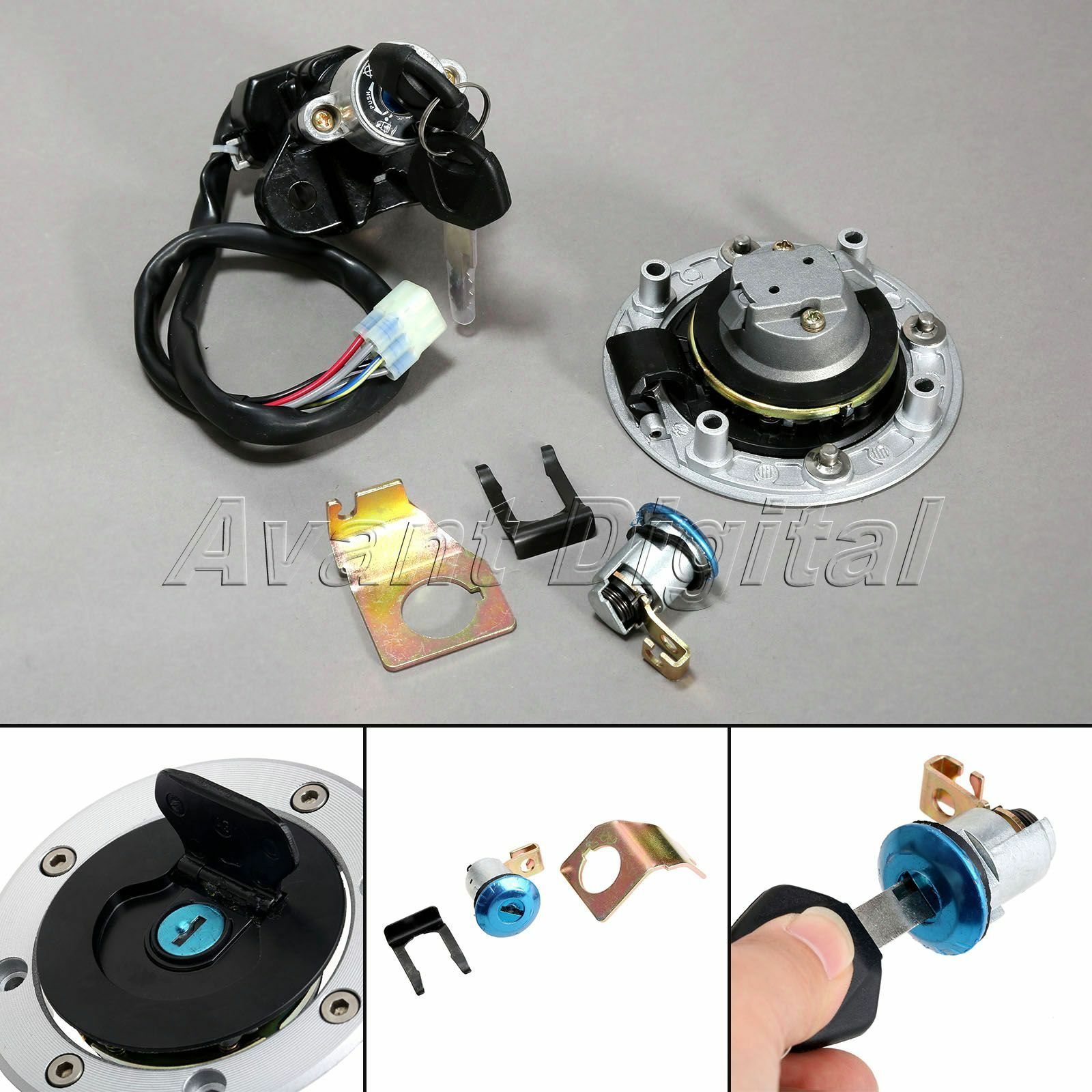 Ignition Switch Fuel Gas Cap Cover Seat Lock Key Set for Suzuki SV650 1999-2002