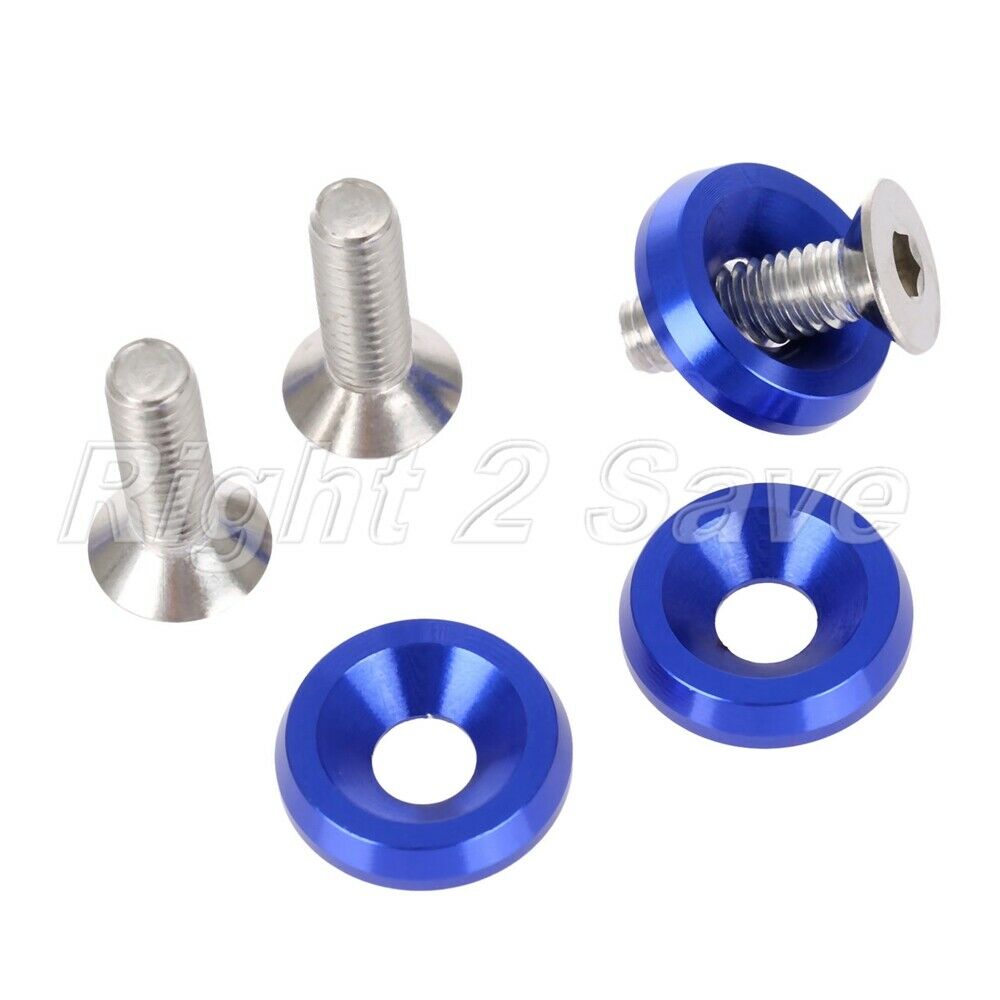 Blue Billet Aluminum Bumper Fender M6 Bolt Washer Screw for  Acura 20Pcs