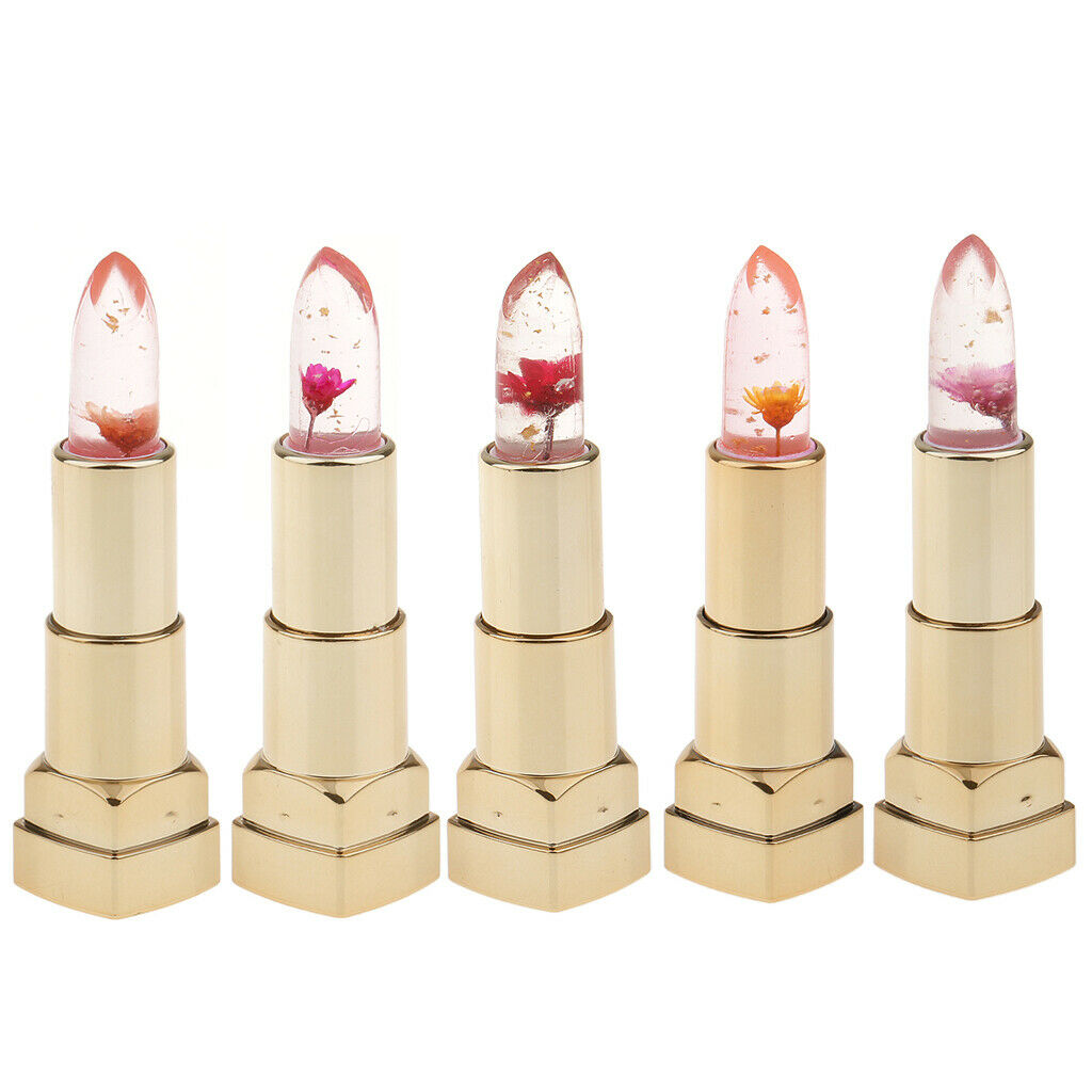 Clear Jelly Temperature Change Color Lipstick Flower Inside Orange Flower
