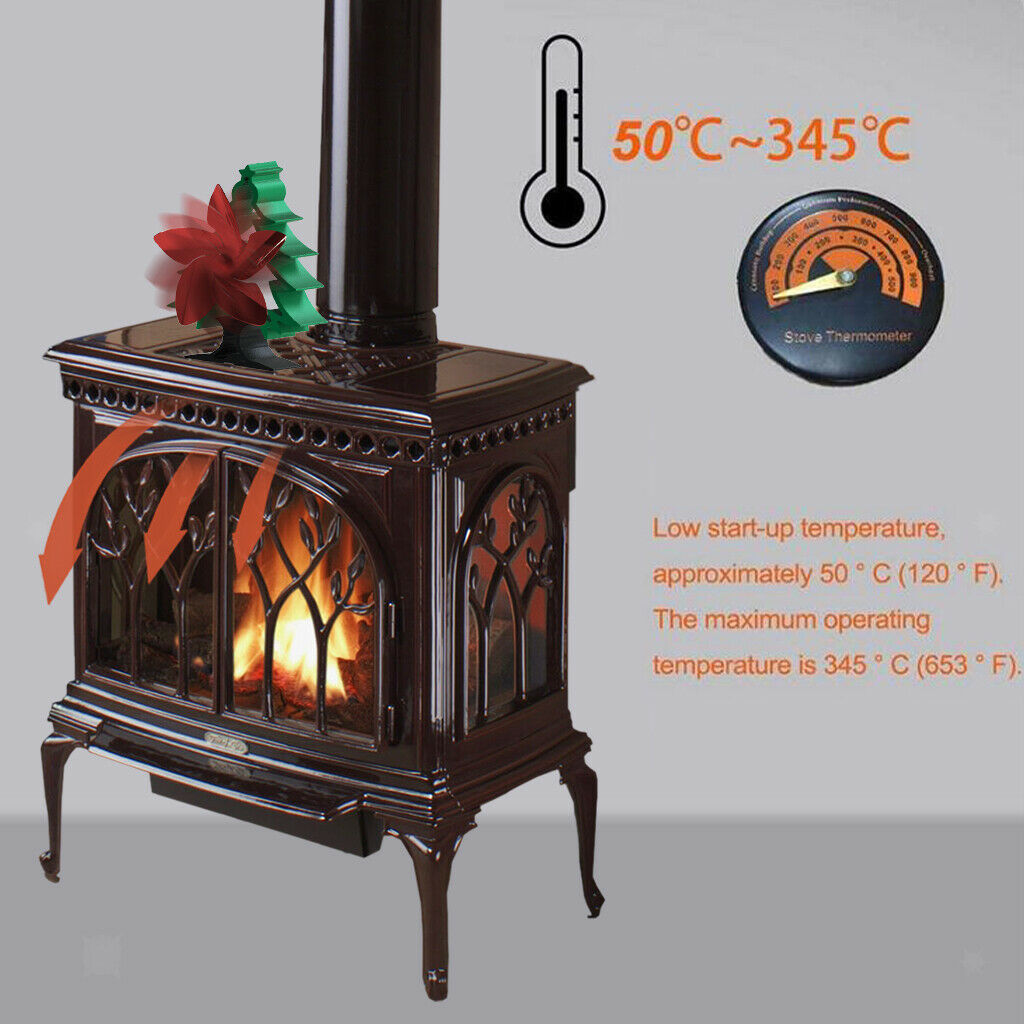1pc Fireplace Fan Stove Fan Max 310CFM Circulates Warm for Wood Log Burner