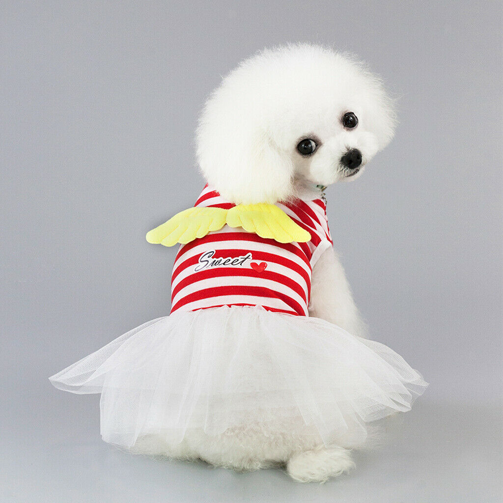 Small Dog Skirt Tutu Clothing Wedding Dresses for Spring Summer  Red L