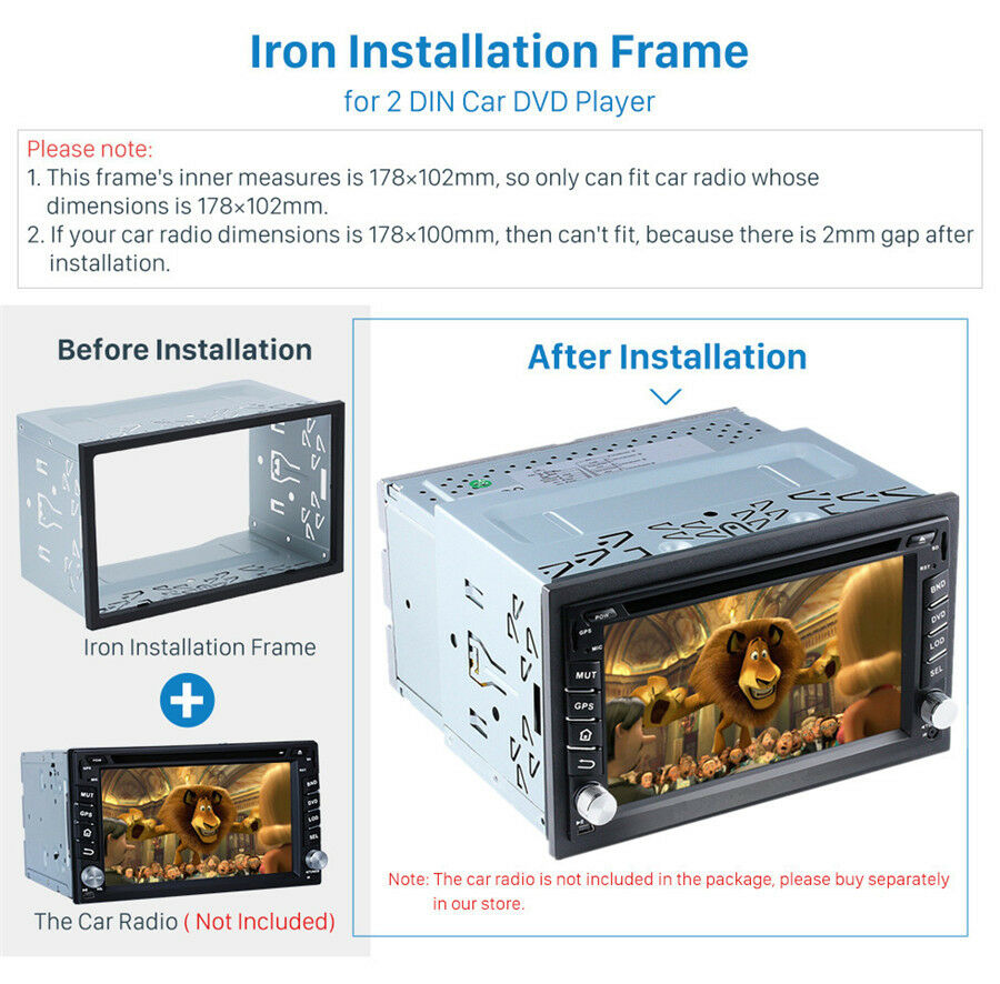 2 DIN Metal Fascia Mounting Cage Dash Kit for Car Radio DVD Stereo Installation