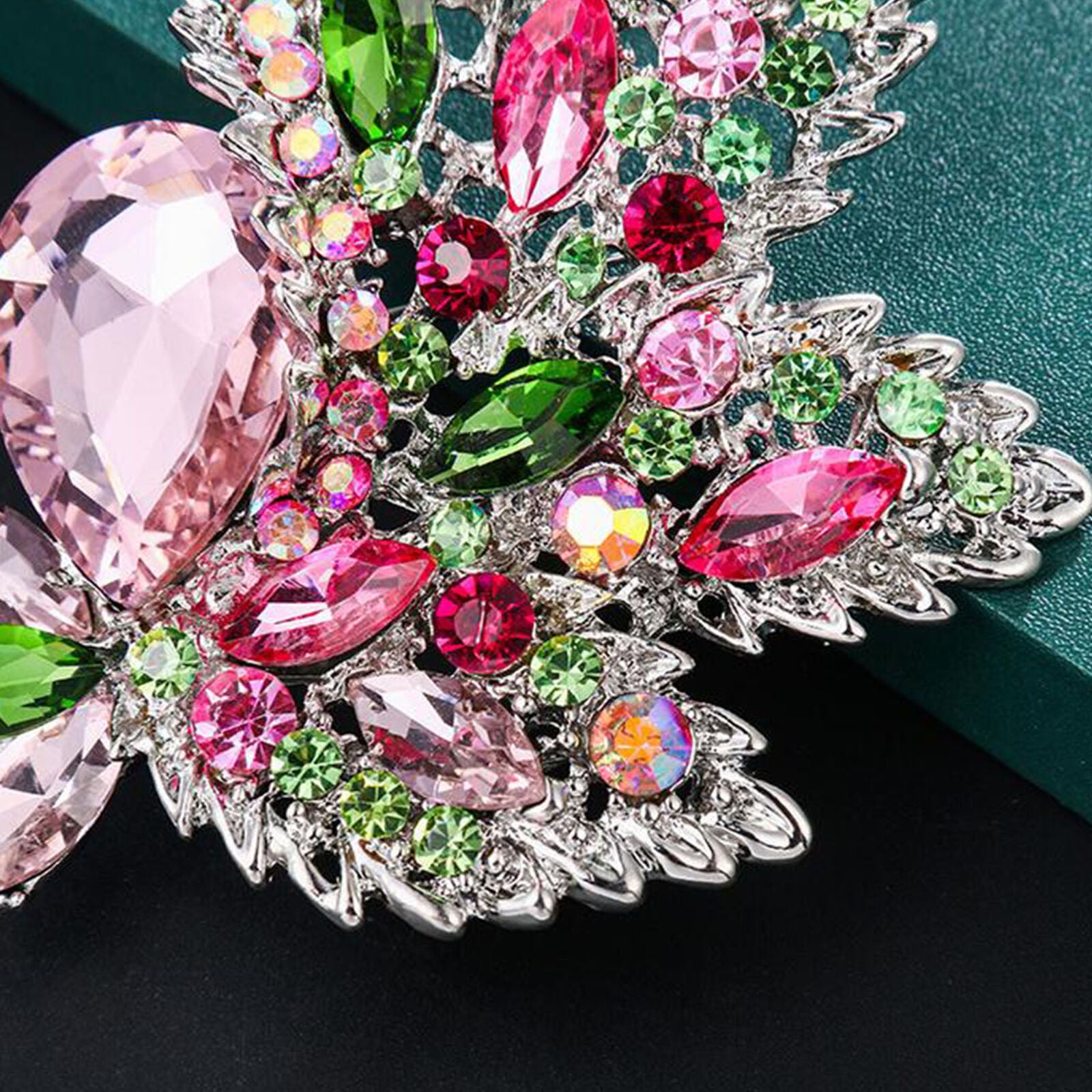 Elegant colorful crystal Rhinestone flower leaf brooch pin Pendant