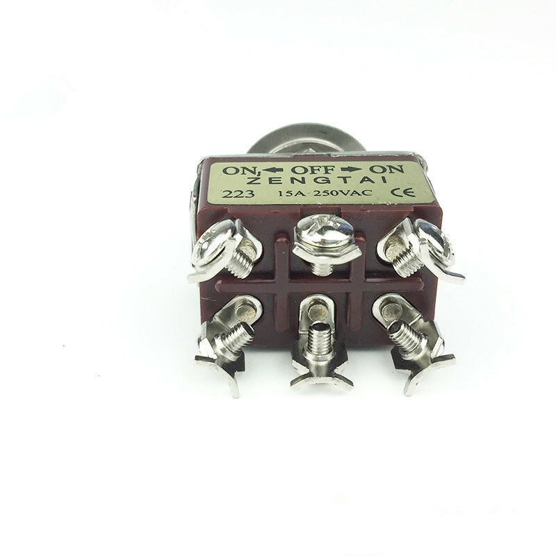 1PCS Toggle Switch 12mm Mounting Thread 6 Pins ON-OFF-ON Momentary AC 250V 15A