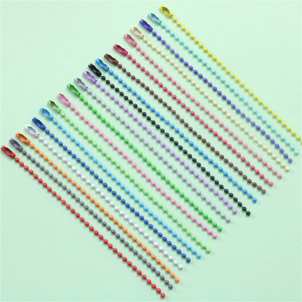10 Mix Painted Ball Chains Iron For Dog Tag 2.4mm Bead Chain Keychain DIY 12cm
