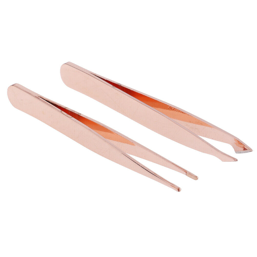 2Pcs/Set Slanted Eyebrow Tweezers Eye Lashes Tweezer Nippers Face Hair Re.l8
