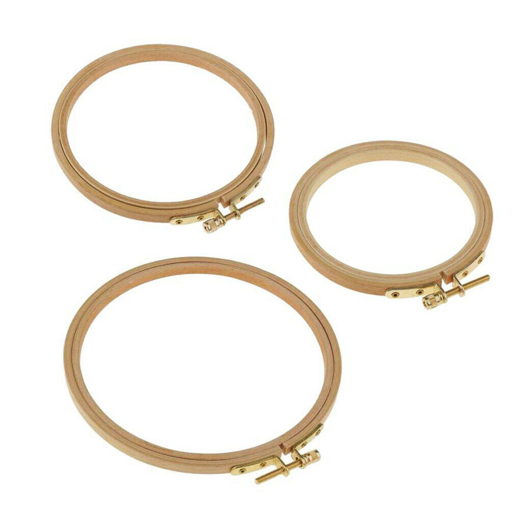 Round DIY Wooden Embroidery Hoop Kit Tapestry Circle Stitch Hoop Ring with Screw